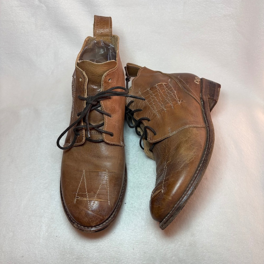 Bed Stu Brown Leather Lace Up Ankle Boots Distressed Boho Western Womens 7